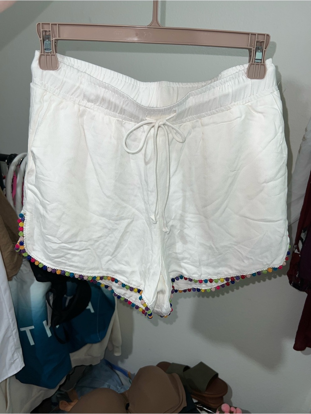 Dainty Hooligan White Pom-Pom Trim Lounge Shorts